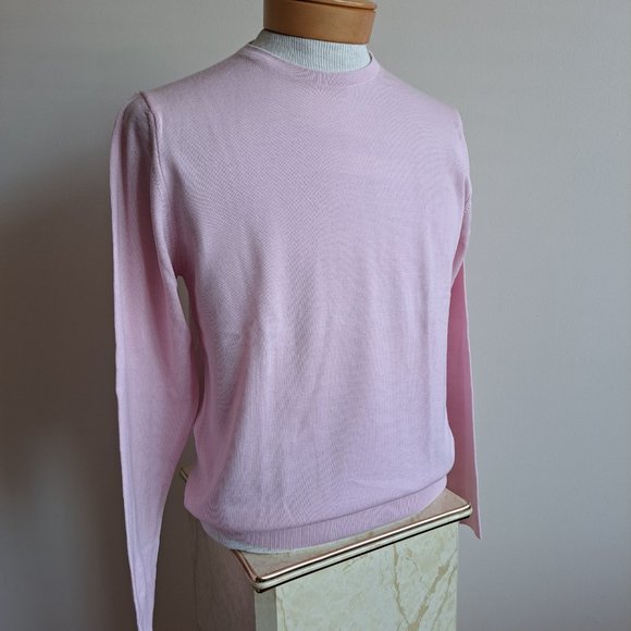 New Stenstroms Men's Merino Wool Long Sleeve Pink Shirt Pullover Sweater Sz S/M - Picture 2 of 16